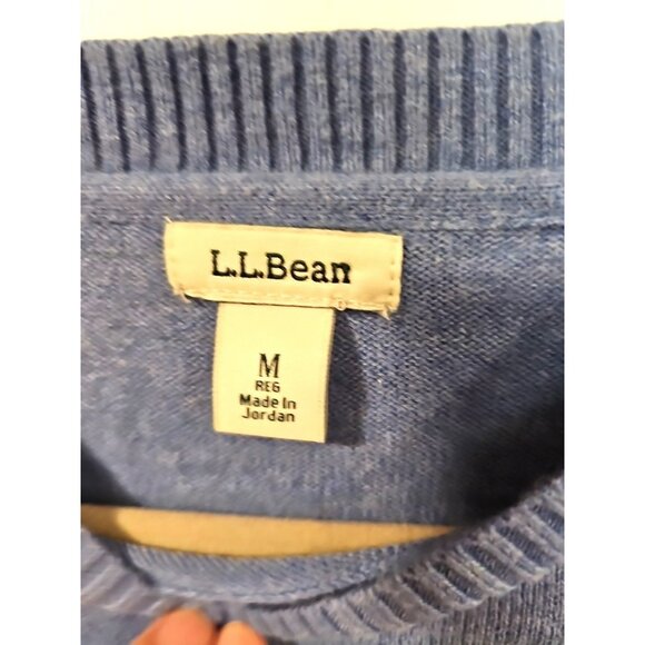 LL Bean Knit Sweater Pullover Women's Medium Blue Cashmere/Cotton  Long Sleeve - Picture 3 of 8